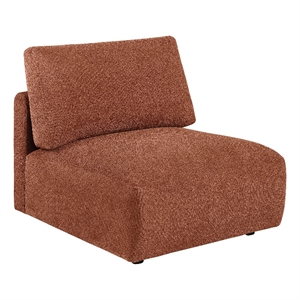 Pemberly Row Chenille Upholstered Modular Armless Chair in Coral