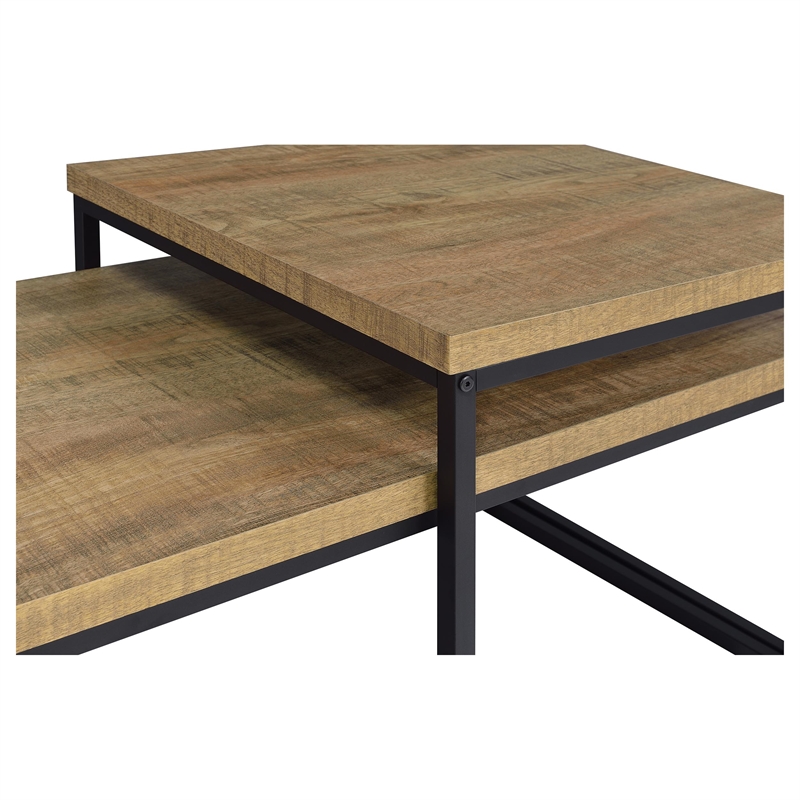 Pemberly Row 3-Piece Engineered Wood Coffee Table Set in Mango and Black