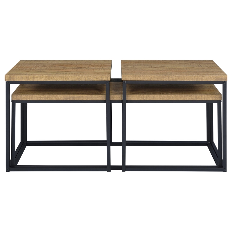 Pemberly Row 3-Piece Engineered Wood Coffee Table Set in Mango and Black