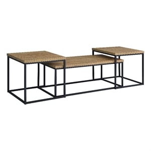Pemberly Row 3-Piece Engineered Wood Coffee Table Set in Mango and Black