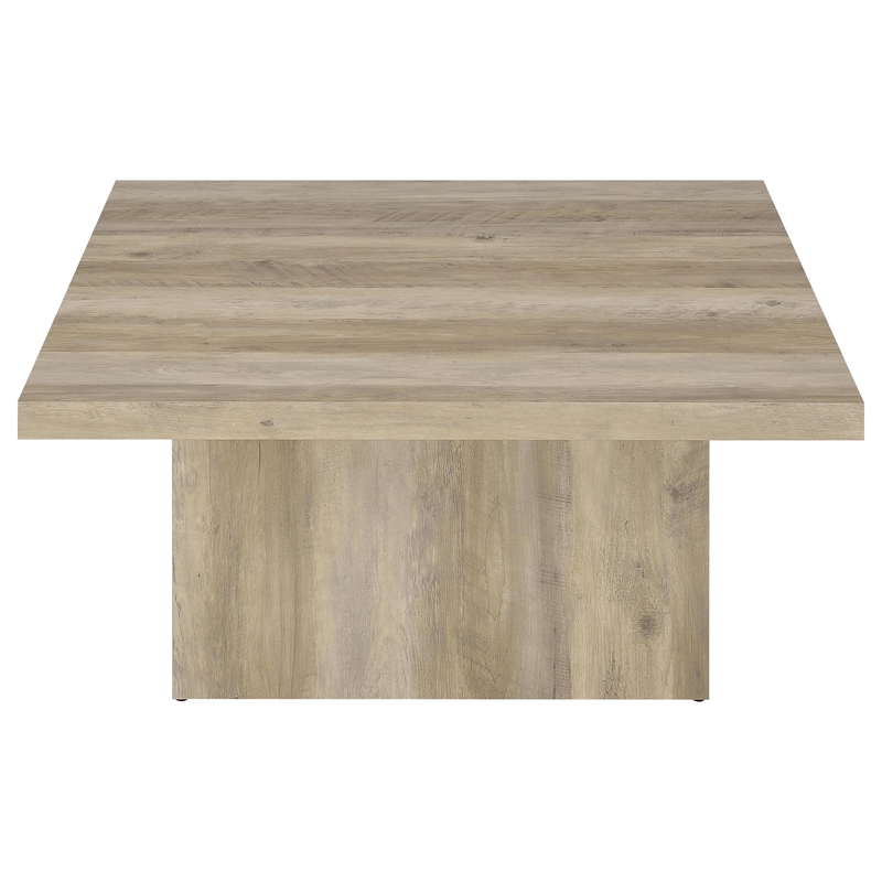 Pemberly Row Square Coffee Table in Distressed Pine Finish