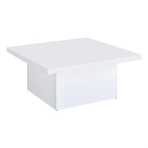 Pemberly Row Square Coffee Table in White High Gloss Finish
