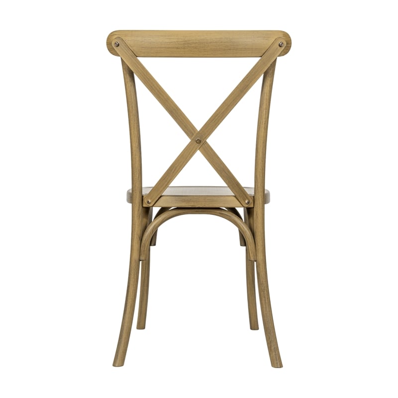 Pemberly Row Indoor/Outdoor Commercial Grade Resin Cross Back Chair in Chestnut