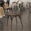 Pemberly Row Indoor/Outdoor Resin Cross Back Chair in Dark Brown