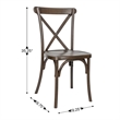 Pemberly Row Indoor/Outdoor Resin Cross Back Chair in Dark Brown