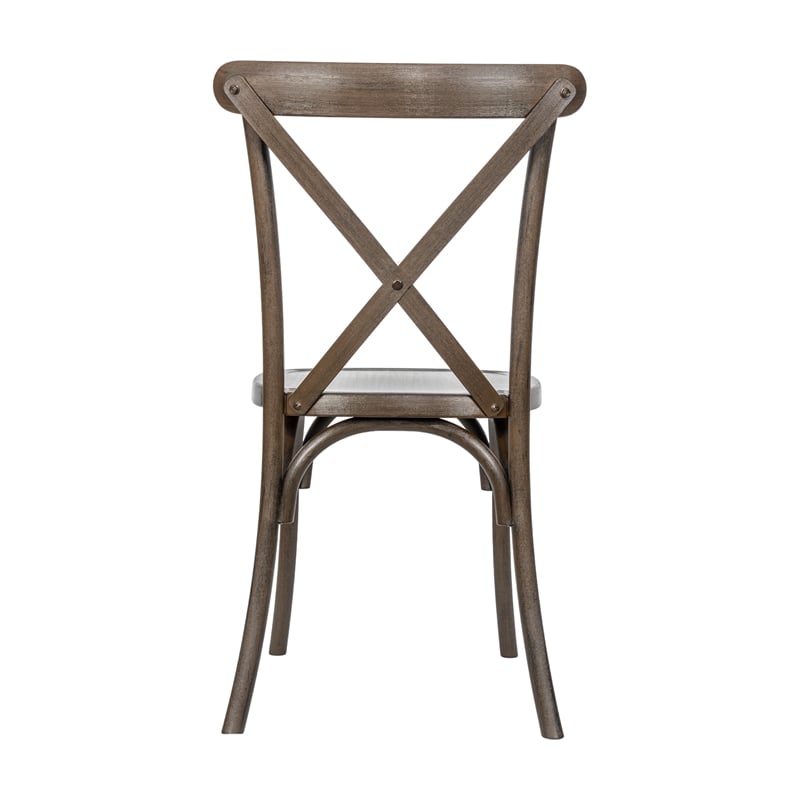 Pemberly Row Indoor/Outdoor Resin Cross Back Chair in Dark Brown