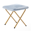 Pemberly Row Folding XL Faux Fur Saucer Chair with Ottoman in Aqua/Soft Gold
