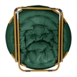 Pemberly Row Folding XL Faux Fur Saucer Chair with Ottoman in Emerald/Soft Gold