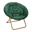 Pemberly Row Folding XL Faux Fur Saucer Chair with Ottoman in Emerald/Soft Gold