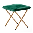 Pemberly Row Folding XL Faux Fur Saucer Chair with Ottoman in Emerald/Soft Gold