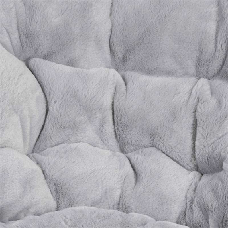 Pemberly Row Folding XL Faux Fur Saucer Chair with Ottoman in Gray/Soft Gold