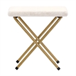 Pemberly Row Folding XL Faux Shearling Saucer Chair with Ottoman in Ivory/Gold