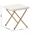 Pemberly Row Folding XL Faux Shearling Saucer Chair with Ottoman in Ivory/Gold