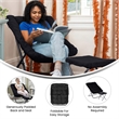 Pemberly Row Oversized Folding Faux Fur Saucer Chair with Ottoman in Black/Black