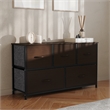 Pemberly Row 4 Drawer Dresser with Brown Wood Top and Black Iron Frame
