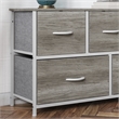 Pemberly Row 5 Drawer Dresser with Natural Wood Top and White Iron Frame