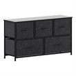 Pemberly Row 5 Drawer Dresser with Black Wood Top and Black Iron Frame