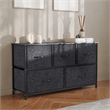 Pemberly Row 5 Drawer Dresser with Black Wood Top and Black Iron Frame