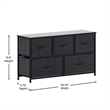 Pemberly Row 5 Drawer Dresser with Black Wood Top and Black Iron Frame