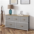 Pemberly Row 5 Drawer Dresser with Oak Wood Top and White Iron Frame
