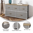 Pemberly Row 5 Drawer Dresser with Oak Wood Top and White Iron Frame