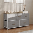 Pemberly Row 5 Drawer Dresser with Oak Wood Top and White Iron Frame