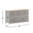 Pemberly Row 5 Drawer Dresser with Oak Wood Top and White Iron Frame