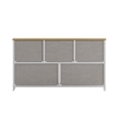 Pemberly Row 5 Drawer Dresser with Oak Wood Top and White Iron Frame