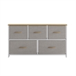 Pemberly Row 5 Drawer Dresser with Oak Wood Top and White Iron Frame