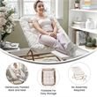 Pemberly Row Folding Faux Shearling Saucer Chair with Ottoman in Ivory/Gold