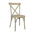 Pemberly Row Indoor/Outdoor Commercial Grade Resin Cross Back Chair in Light Oak