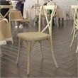 Pemberly Row Indoor/Outdoor Commercial Grade Resin Cross Back Chair in Light Oak