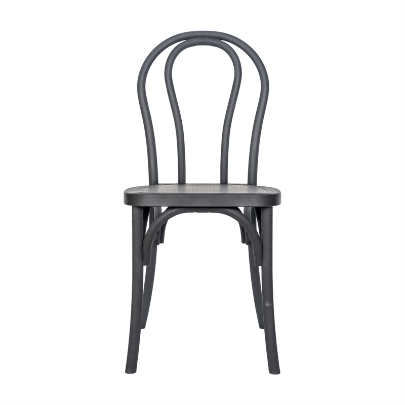 Pemberly Row Indoor/Outdoor Commercial Grade Resin Thonet Style Chair in Black