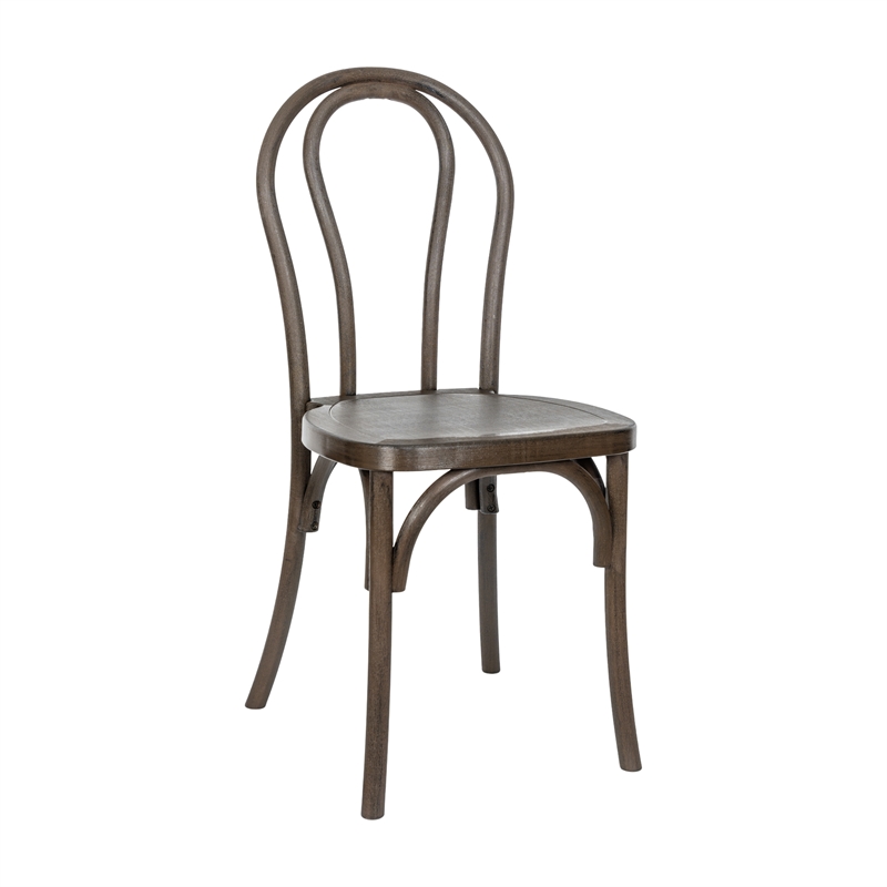 Pemberly Row Indoor/Outdoor Commercial Resin Thonet Style Chair in Dark Brown
