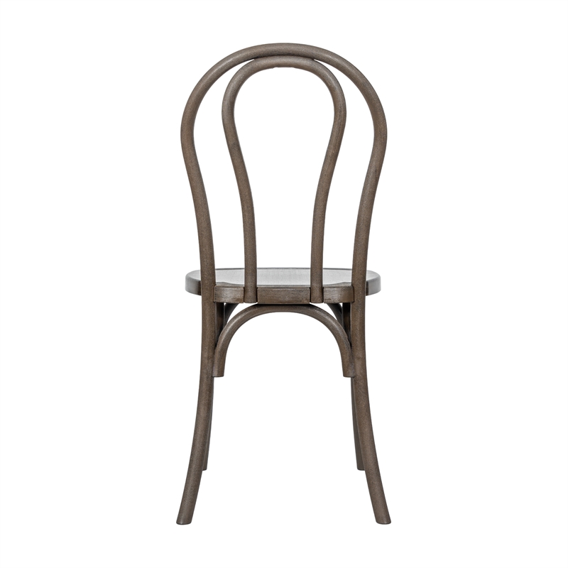 Pemberly Row Indoor/Outdoor Commercial Resin Thonet Style Chair in Dark Brown