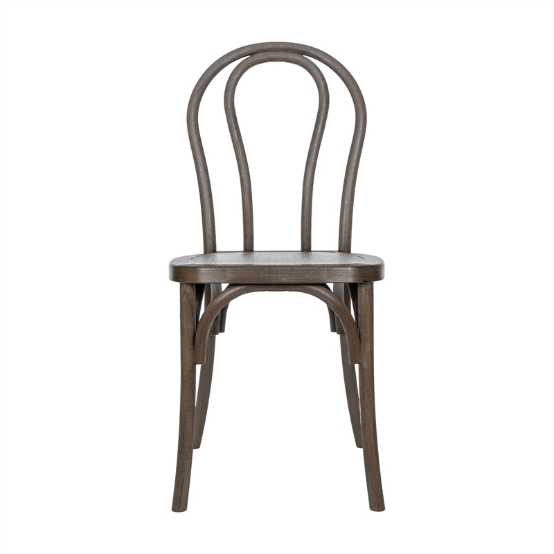 Pemberly Row Indoor/Outdoor Commercial Resin Thonet Style Chair in Dark Brown