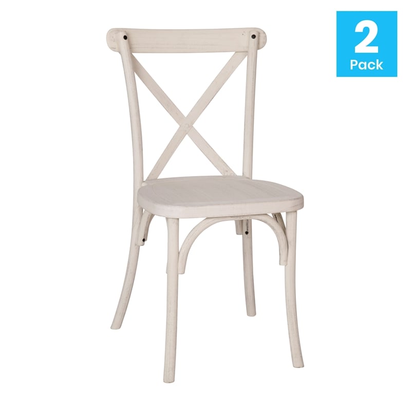 Pemberly Row 2-Pack White Resin X-Back Stackable Indoor/Outdoor Dining Chair
