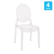 Pemberly Row Set of 4 Extra Wide Resin All-Weather Crystal Ghost Chairs
