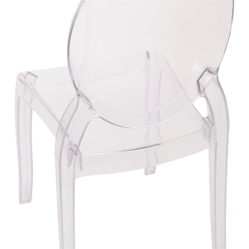 Pemberly Row Set of 4 Extra Wide Resin All-Weather Crystal Ghost Chairs