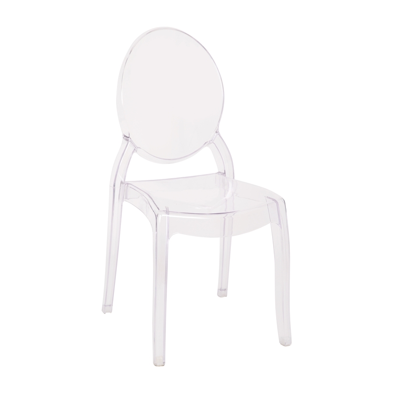 Pemberly Row Set of 4 Extra Wide Resin All-Weather Crystal Ghost Chairs
