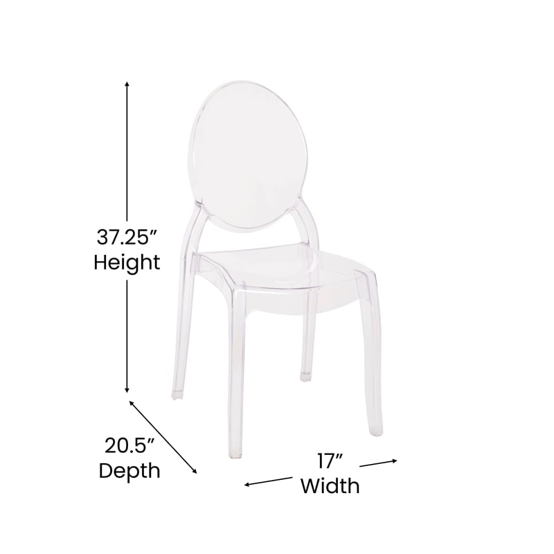 Pemberly Row Set of 4 Extra Wide Resin All-Weather Crystal Ghost Chairs