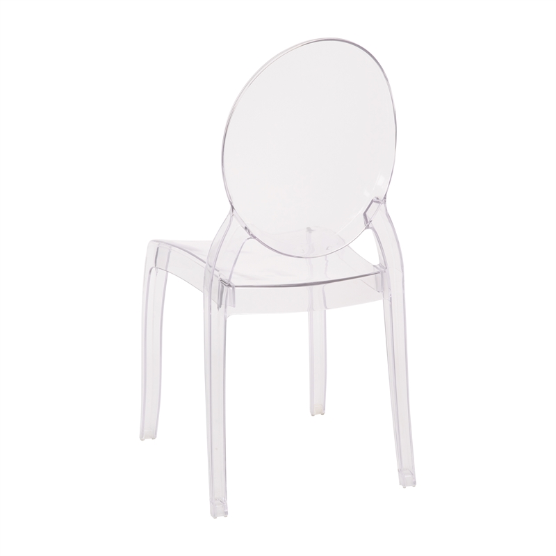 Pemberly Row Set of 4 Extra Wide Resin All-Weather Crystal Ghost Chairs