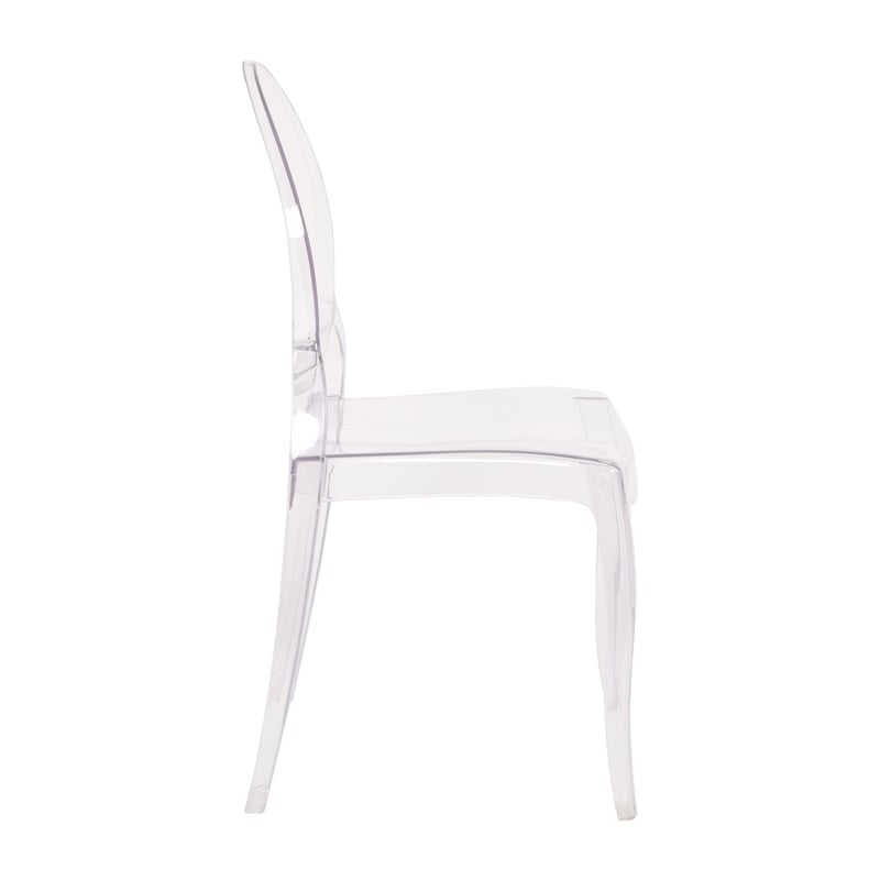 Pemberly Row Set of 4 Extra Wide Resin All-Weather Crystal Ghost Chairs