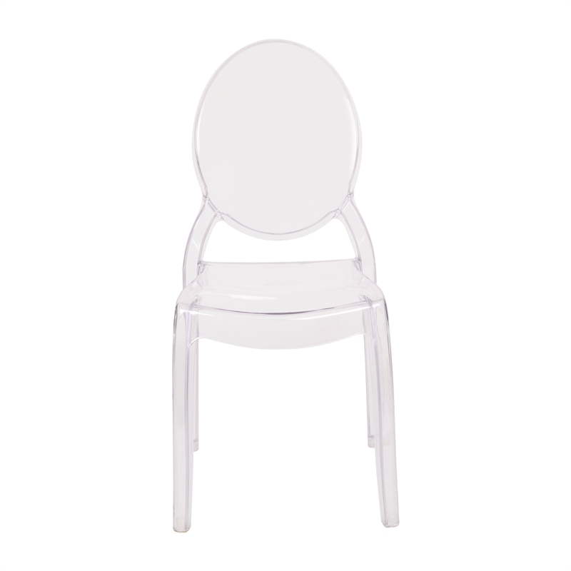 Pemberly Row Set of 4 Extra Wide Resin All-Weather Crystal Ghost Chairs
