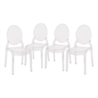 Pemberly Row Set of 4 Extra Wide Resin All-Weather Crystal Ghost Chairs