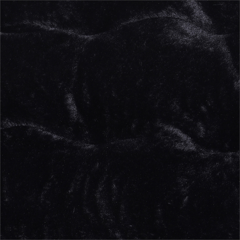 Pemberly Row Folding Faux Fur Double Saucer Chair with Steel Frame in Black
