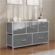 Pemberly Row 5 Drawer Dresser with White Wood Top and White Iron Frame