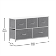 Pemberly Row 5 Drawer Dresser with White Wood Top and White Iron Frame
