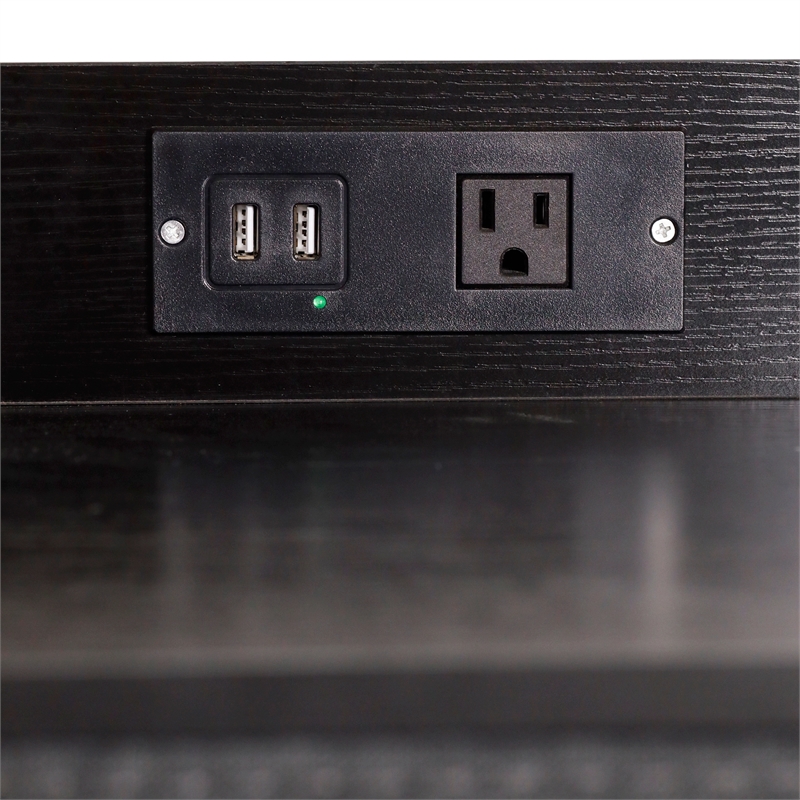 Pemberly Row 4 Drawer Nightstand with USB & Outlet Charging Station in Charc/Bk