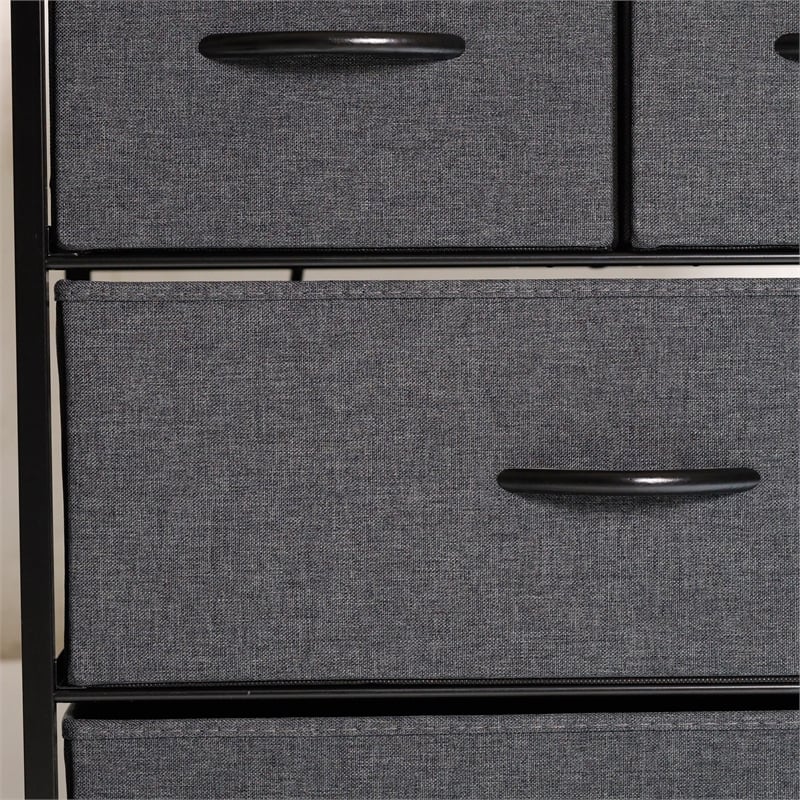 Pemberly Row 4 Drawer Nightstand with USB & Outlet Charging Station in Charc/Bk